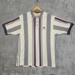 Cutter Buck Polo Shirt Mens M Vertical Striped Short Sleeve Golf Griffin Gate